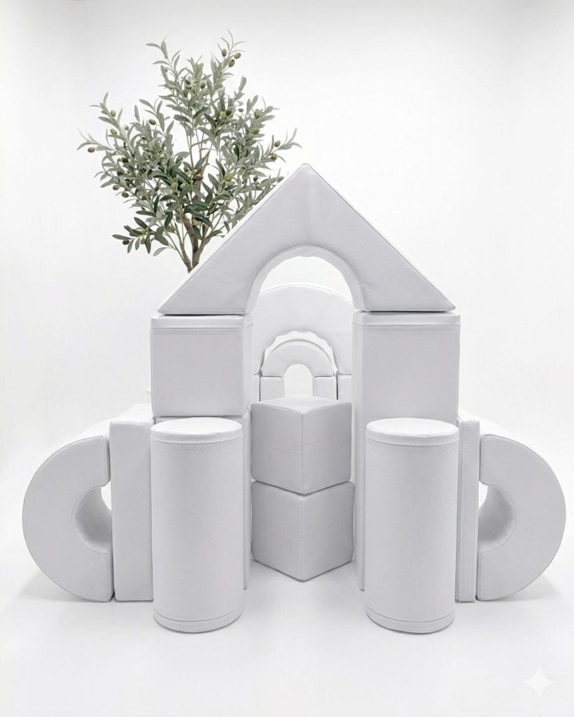 Eleven piece white castle building blocks